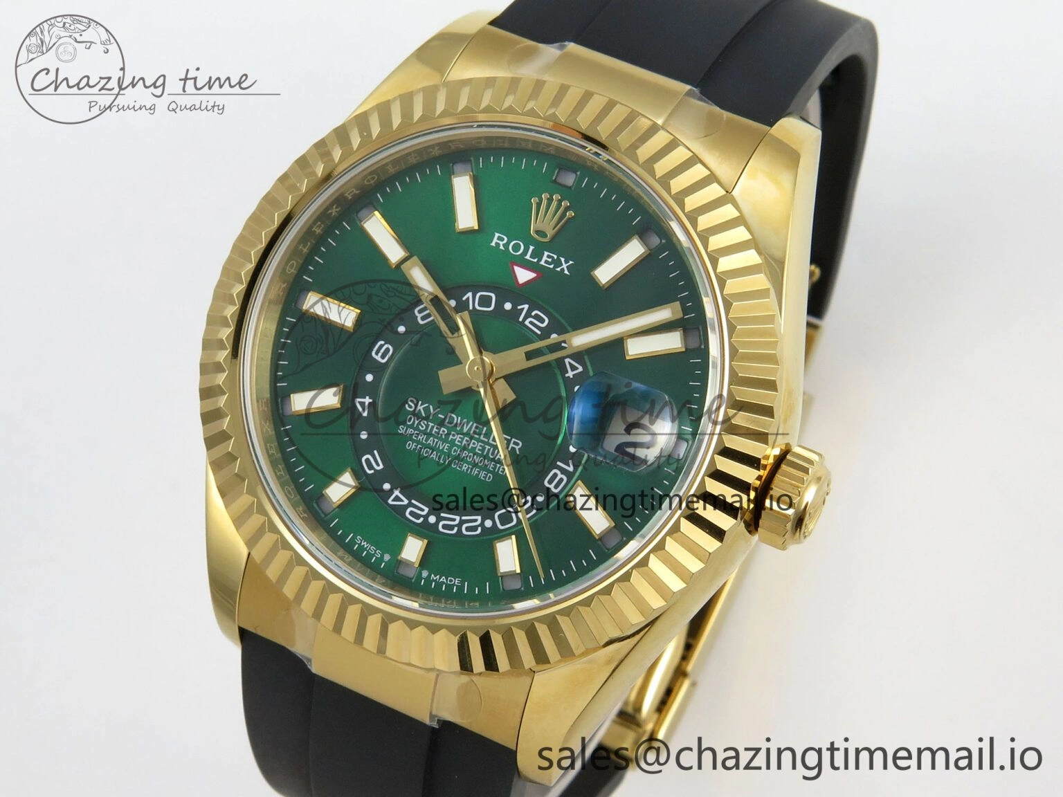 2025 Skydweller 336938 YG Noob 1:1 Best Edition Green Dial on Oysterflex Strap A9002 V Unique 157