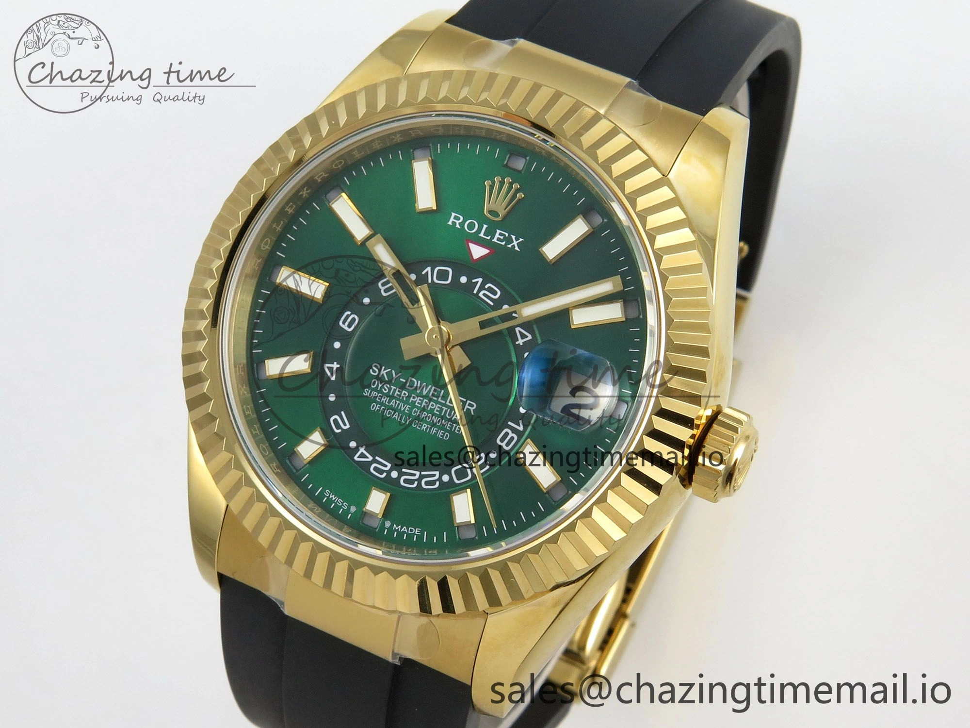 2025 Skydweller 336938 YG Noob 1:1 Best Edition Green Dial on Oysterflex Strap A9002 V Unique 157