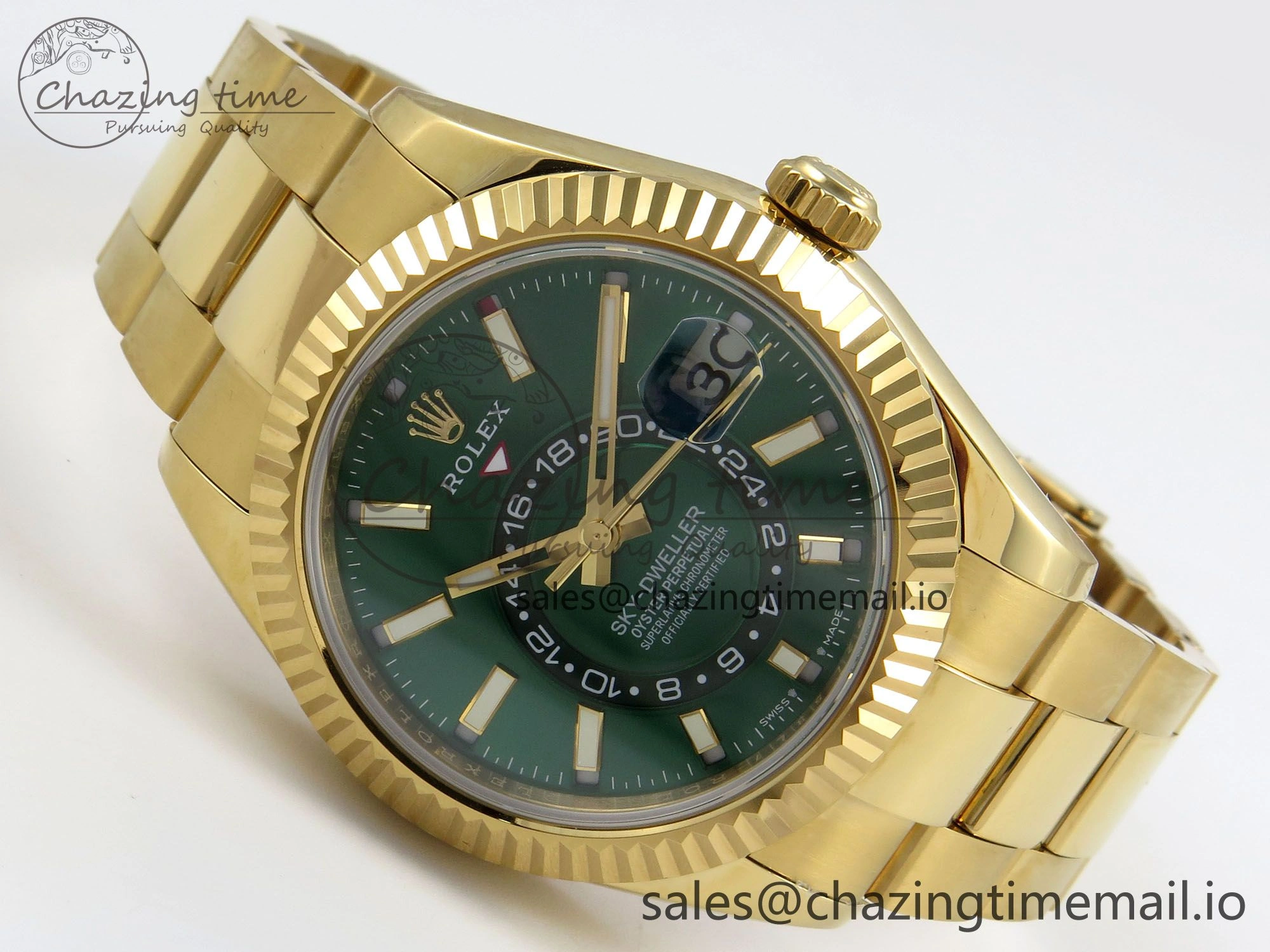 WellDesigned 2025 Skydweller 336938 YG Noob 1:1 Best Edition Green Dial on YG Oyster Bracelet A9002 V 156