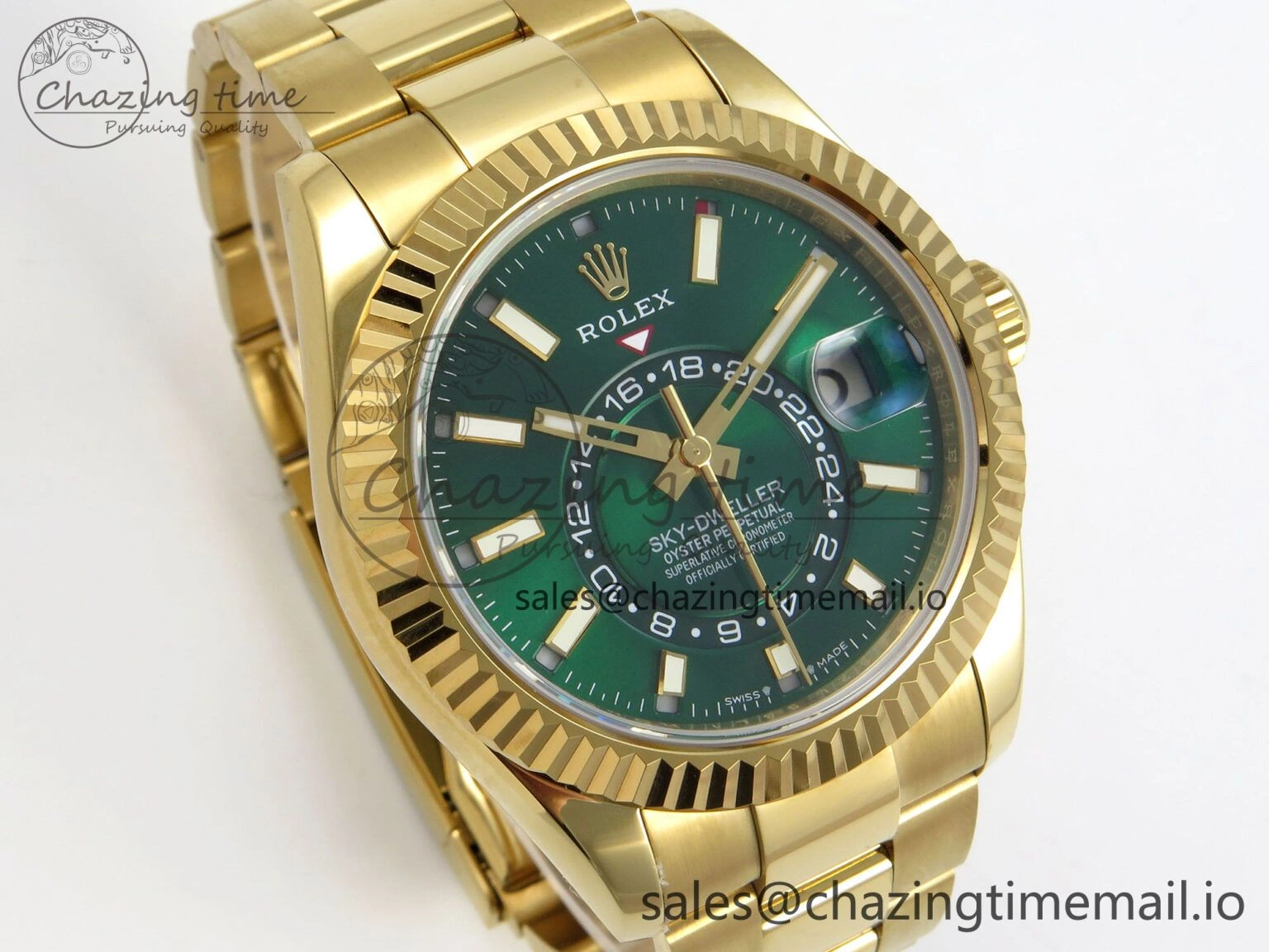 WellDesigned 2025 Skydweller 336938 YG Noob 1:1 Best Edition Green Dial on YG Oyster Bracelet A9002 V 156