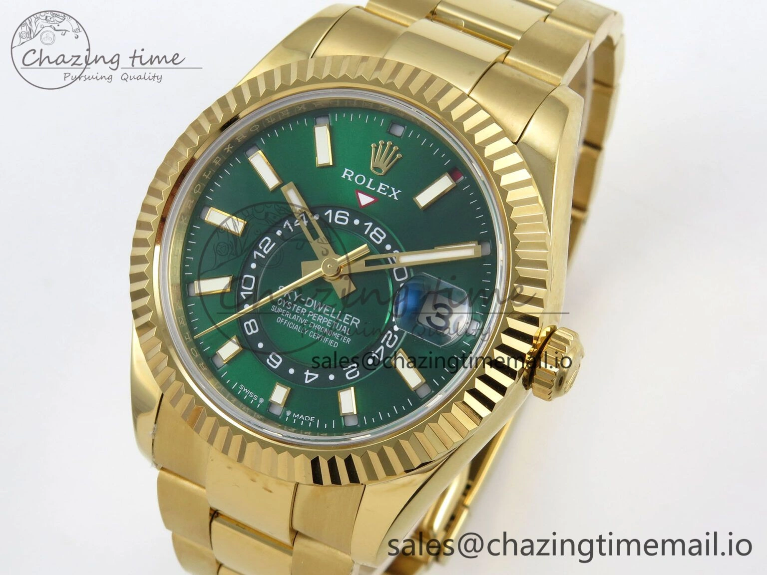 WellDesigned 2025 Skydweller 336938 YG Noob 1:1 Best Edition Green Dial on YG Oyster Bracelet A9002 V 156