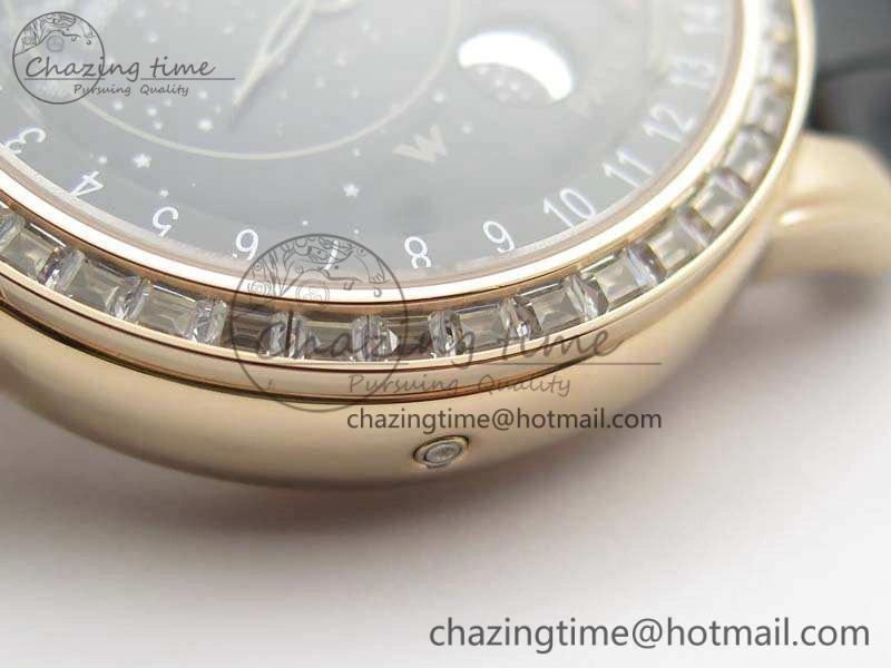 6102P Moon RG Black Dial Diamond Bezel On Leather Strap A Practical 9009