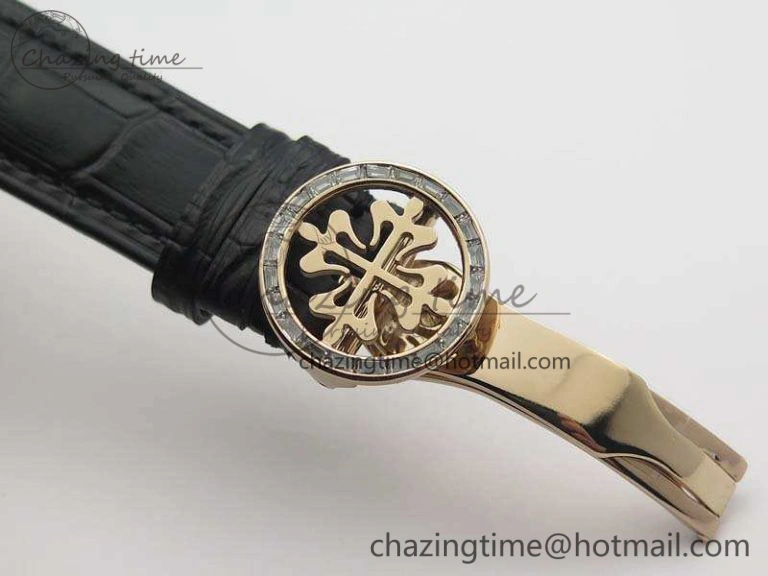 6102P Moon RG Black Dial Diamond Bezel On Leather Strap A Practical 9009