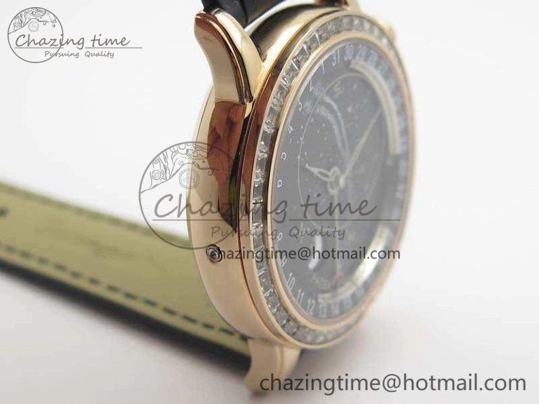 6102P Moon RG Black Dial Diamond Bezel On Leather Strap A Practical 9009