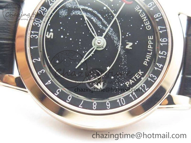 6102P Moon RG Black Dial On Leather Strap A GoodFit 9010
