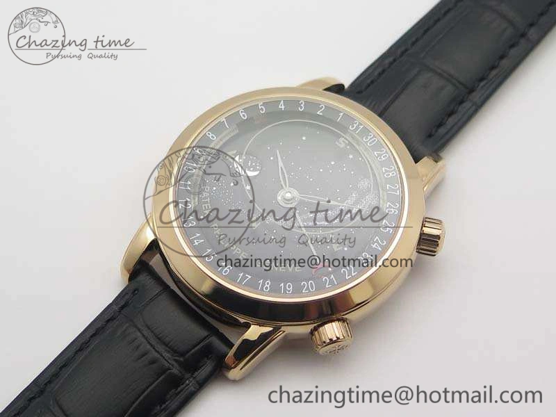 6102P Moon RG Black Dial On Leather Strap A GoodFit 9010