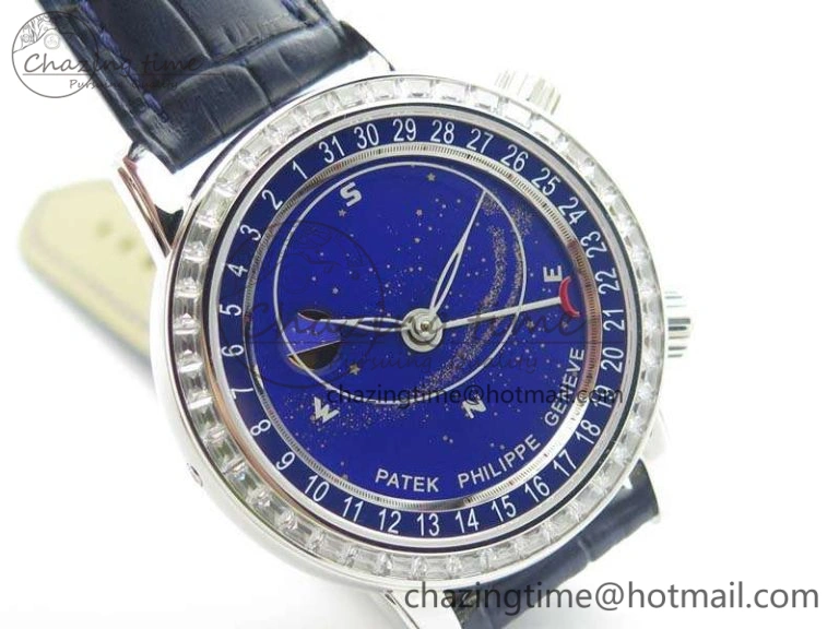 6102P Moon SS Blue Dial Diamond Bezel On Leather Strap A TravelReady 9012