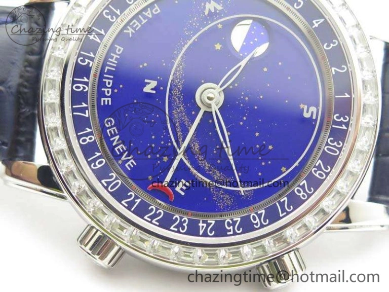 6102P Moon SS Blue Dial Diamond Bezel On Leather Strap A TravelReady 9012