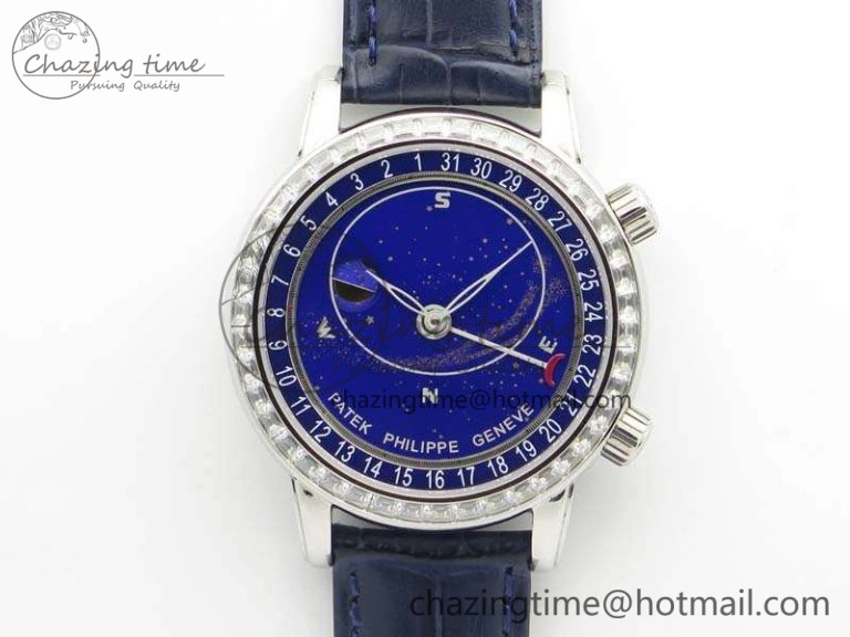 6102P Moon SS Blue Dial Diamond Bezel On Leather Strap A TravelReady 9012