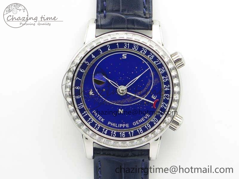 6102P Moon SS Blue Dial Diamond Bezel On Leather Strap A TravelReady 9012