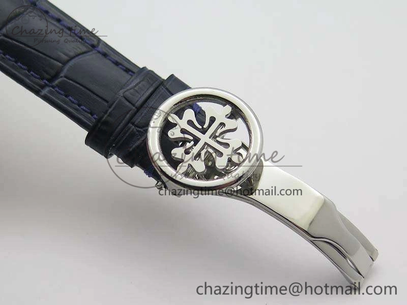 OdorResistant 6102P Moon SS Blue Dial On Leather Strap A 9011