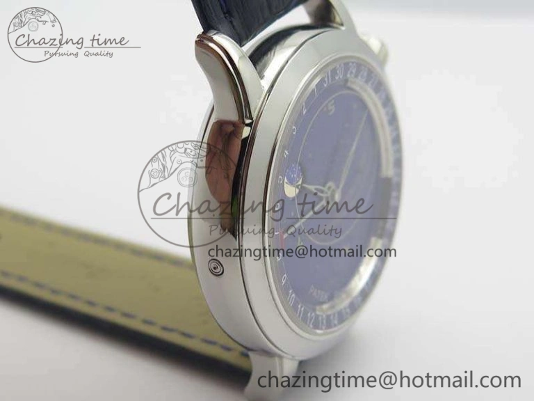 OdorResistant 6102P Moon SS Blue Dial On Leather Strap A 9011
