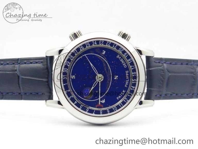 OdorResistant 6102P Moon SS Blue Dial On Leather Strap A 9011