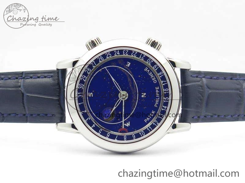 OdorResistant 6102P Moon SS Blue Dial On Leather Strap A 9011