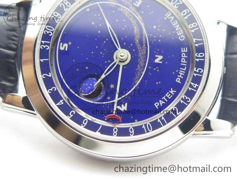 OdorResistant 6102P Moon SS Blue Dial On Leather Strap A 9011