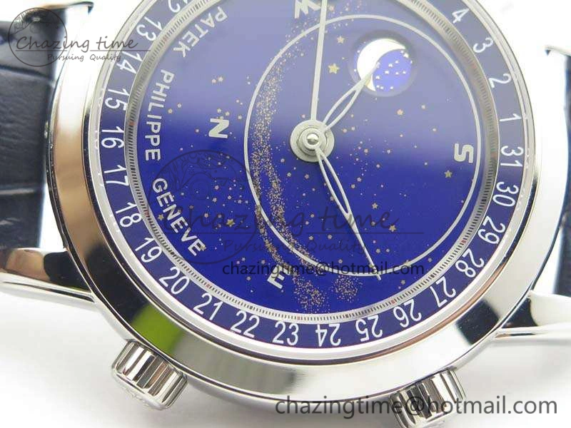 OdorResistant 6102P Moon SS Blue Dial On Leather Strap A 9011