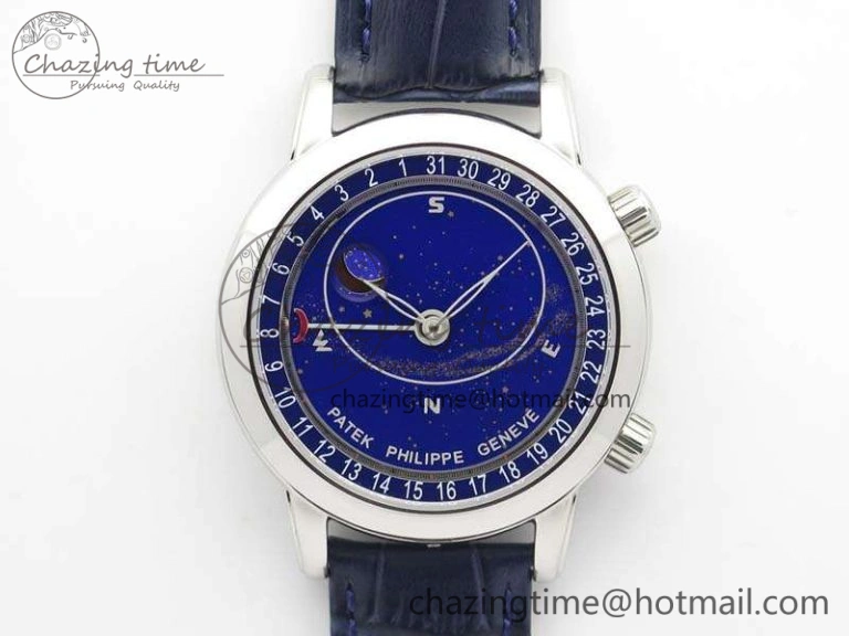OdorResistant 6102P Moon SS Blue Dial On Leather Strap A 9011