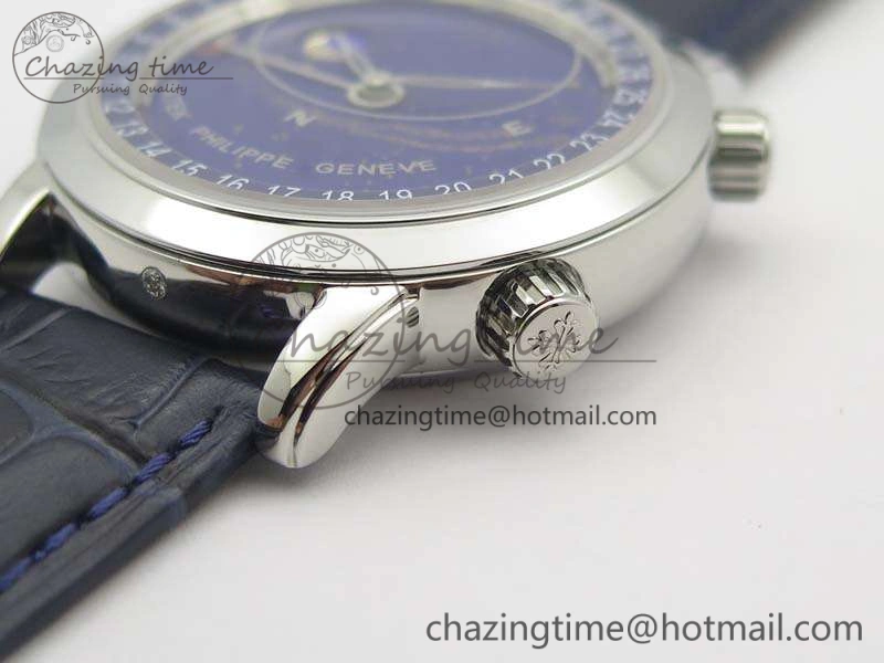 OdorResistant 6102P Moon SS Blue Dial On Leather Strap A 9011