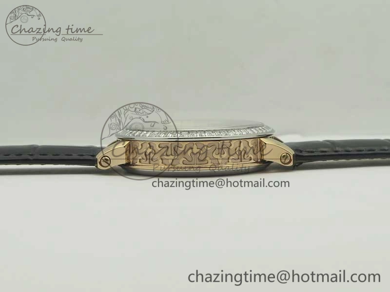 6104P Moon RG Diamond Bezel Black Dial on Black Leather Strap A240 V Tailored 8985