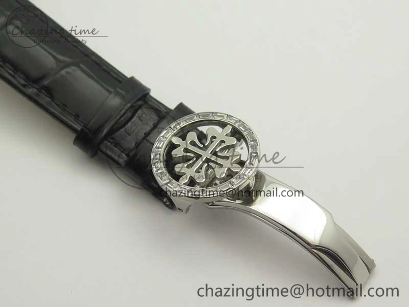 6104P Moon RG Diamond Bezel Black Dial on Black Leather Strap A240 V Tailored 8985