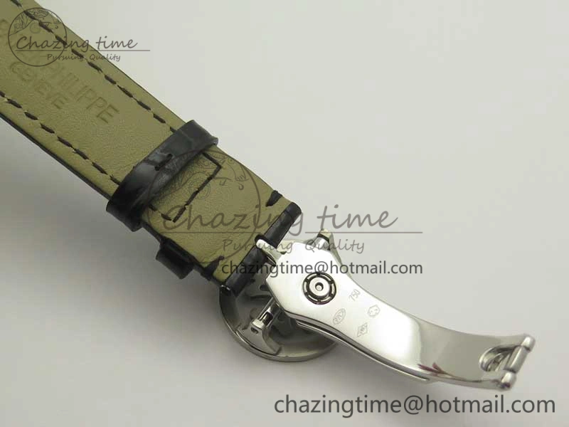 6104P Moon RG Diamond Bezel Black Dial on Black Leather Strap A240 V Tailored 8985