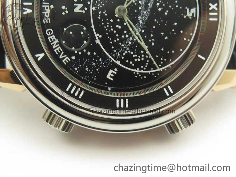 6104P Moon RG SS Black Dial on Black Leather Strap A240 V SportInspired 8984