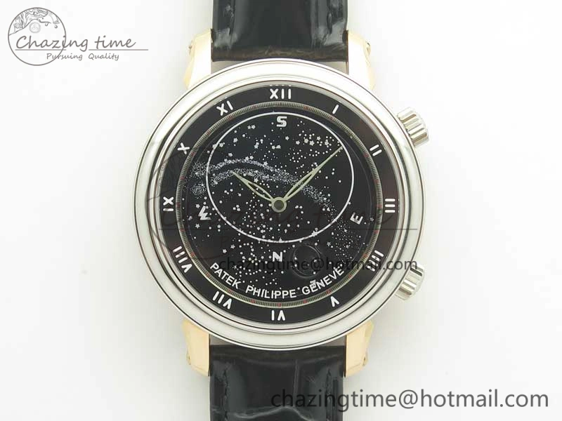 6104P Moon RG SS Black Dial on Black Leather Strap A240 V SportInspired 8984