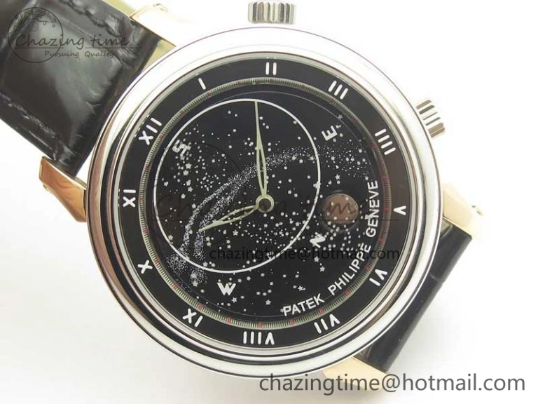 6104P Moon RG SS Black Dial on Black Leather Strap A240 V SportInspired 8984