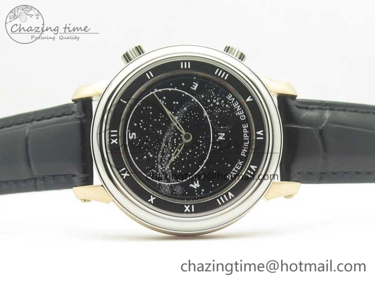 6104P Moon RG SS Black Dial on Black Leather Strap A240 V SportInspired 8984