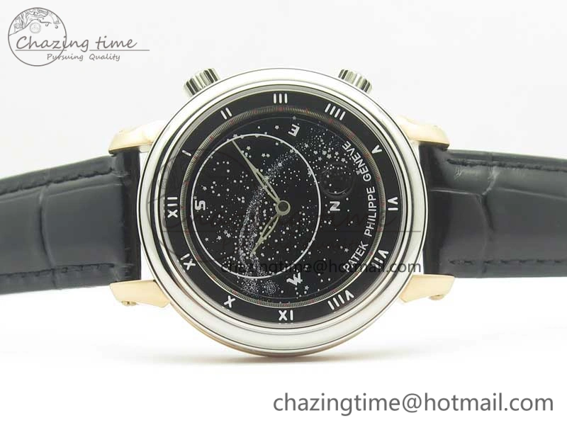 6104P Moon RG SS Black Dial on Black Leather Strap A240 V SportInspired 8984