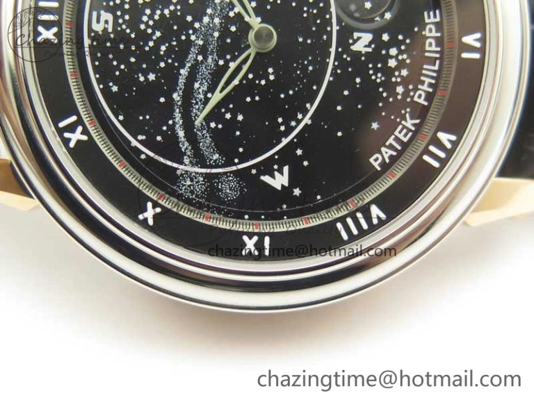 6104P Moon RG SS Black Dial on Black Leather Strap A240 V SportInspired 8984