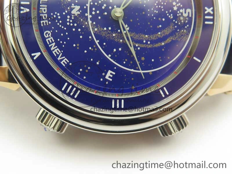 6104P Moon RG SS Blue Dial on Blue Leather Strap A240 V Durable 8982