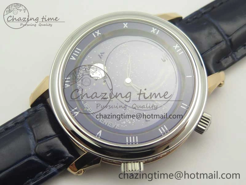 6104P Moon RG SS Blue Dial on Blue Leather Strap A240 V Durable 8982
