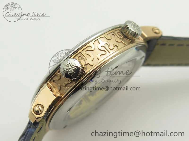 6104P Moon RG SS Blue Dial on Blue Leather Strap A240 V Durable 8982