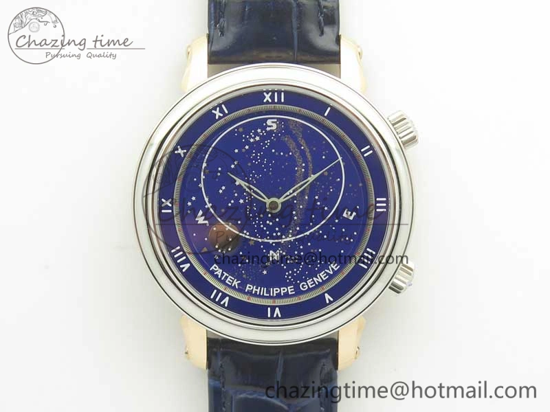 6104P Moon RG SS Blue Dial on Blue Leather Strap A240 V Durable 8982