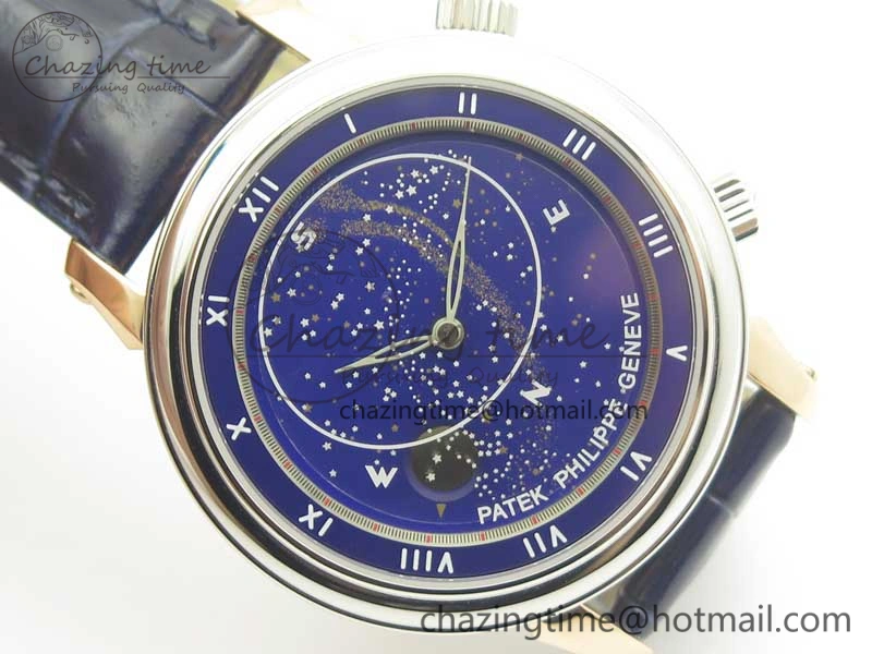 6104P Moon RG SS Blue Dial on Blue Leather Strap A240 V Durable 8982