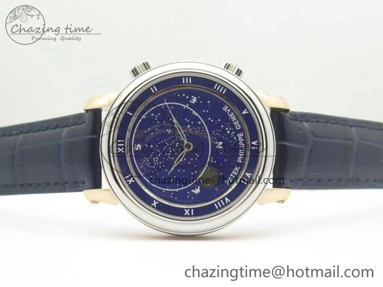 6104P Moon RG SS Blue Dial on Blue Leather Strap A240 V Durable 8982