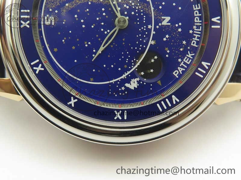 6104P Moon RG SS Blue Dial on Blue Leather Strap A240 V Durable 8982