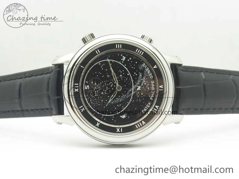 6104P Moon SS Black Dial on Black Leather Strap A240 V BestValue 8986
