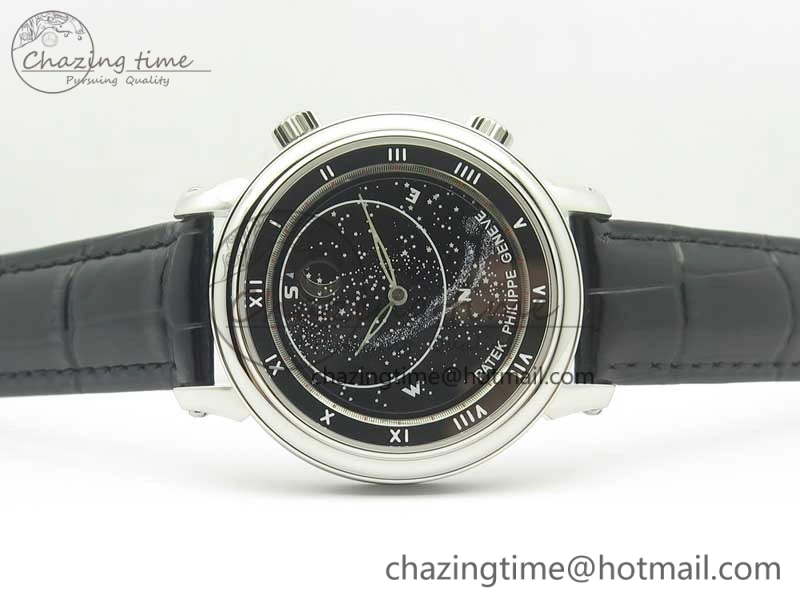 6104P Moon SS Black Dial on Black Leather Strap A240 V BestValue 8986