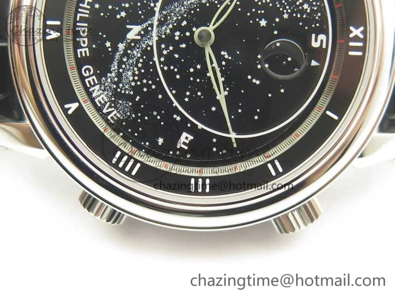 6104P Moon SS Black Dial on Black Leather Strap A240 V BestValue 8986