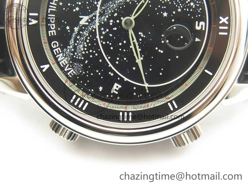 6104P Moon SS Black Dial on Black Leather Strap A240 V BestValue 8986