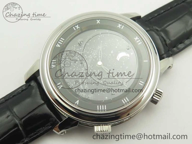 6104P Moon SS Black Dial on Black Leather Strap A240 V BestValue 8986