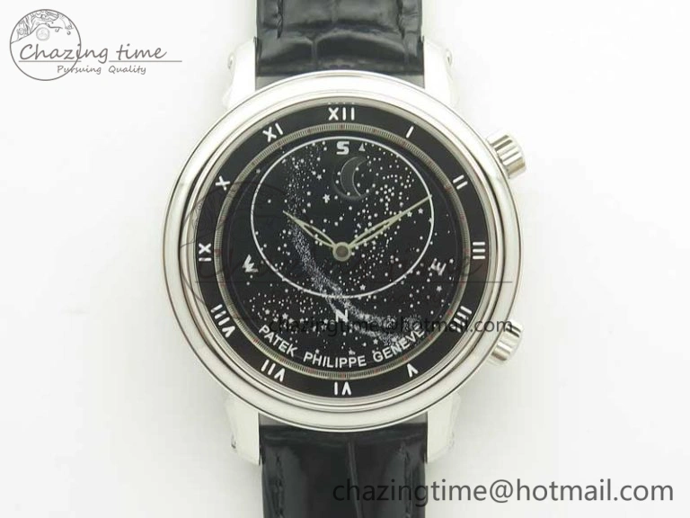 6104P Moon SS Black Dial on Black Leather Strap A240 V BestValue 8986
