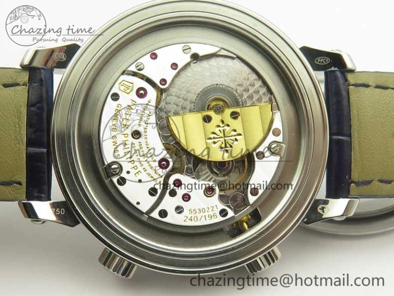 Comfortable 6104P Moon SS Blue Dial on Blue Leather Strap A240 V 8983