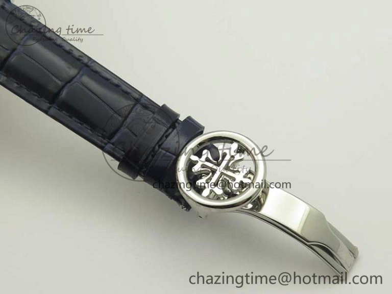 Comfortable 6104P Moon SS Blue Dial on Blue Leather Strap A240 V 8983