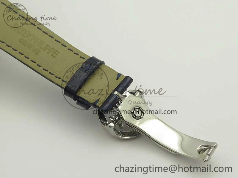 Comfortable 6104P Moon SS Blue Dial on Blue Leather Strap A240 V 8983