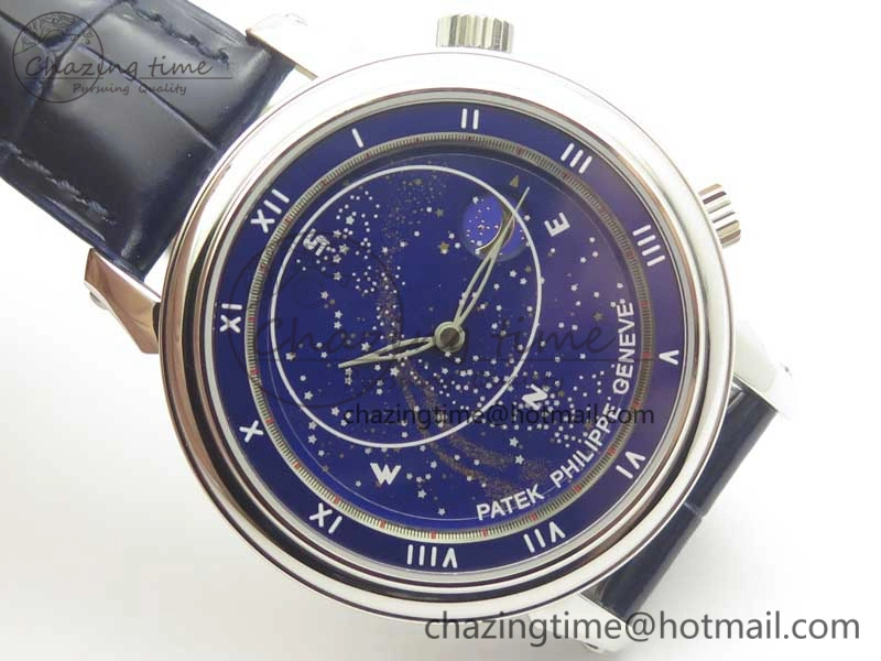 Comfortable 6104P Moon SS Blue Dial on Blue Leather Strap A240 V 8983
