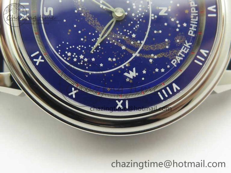 Comfortable 6104P Moon SS Blue Dial on Blue Leather Strap A240 V 8983