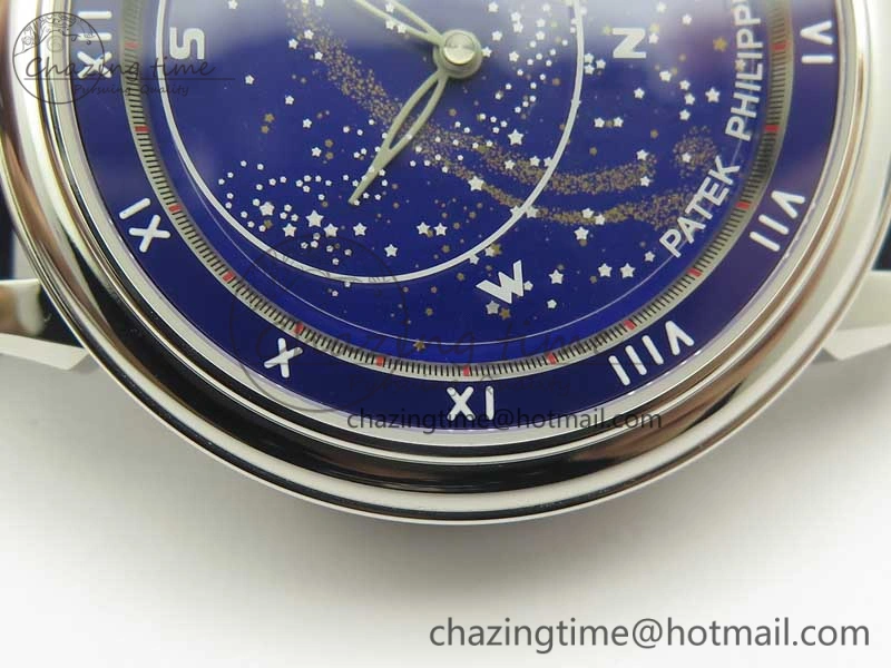 Comfortable 6104P Moon SS Blue Dial on Blue Leather Strap A240 V 8983
